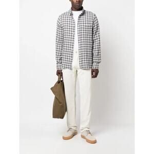 OFFICINE GÉNÉRALE Graphic-Print Plaid Button Front Seersucker Shirt Men's XL